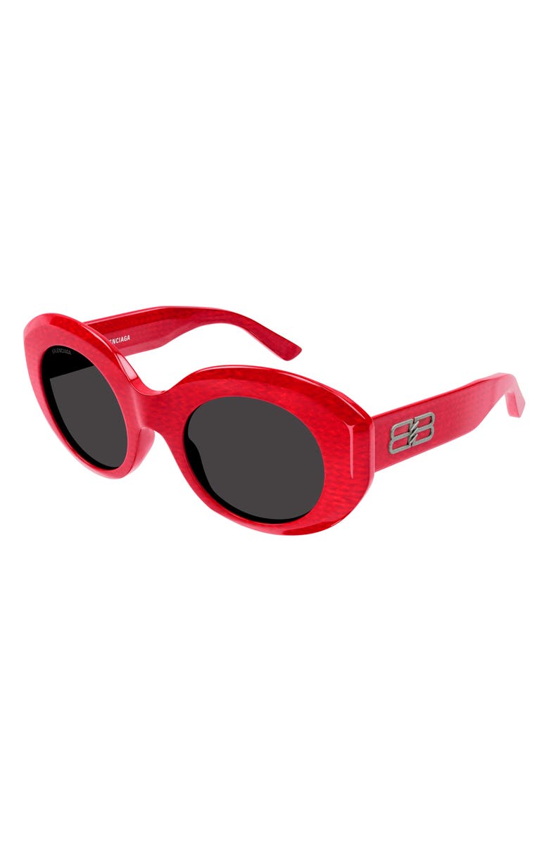 Balenciaga 52mm Round Sunglasses, Alternate, color, Red
