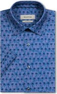 Bugatchi Miles OoohCotton® Textured Palm Print Short Sleeve Button-Up Shirt