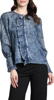 APNY Moon Wash Balloon Sleeve Button-Up Shirt