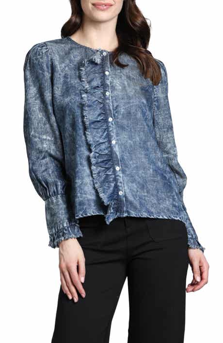 Moon Wash Balloon Sleeve Button-Up Shirt