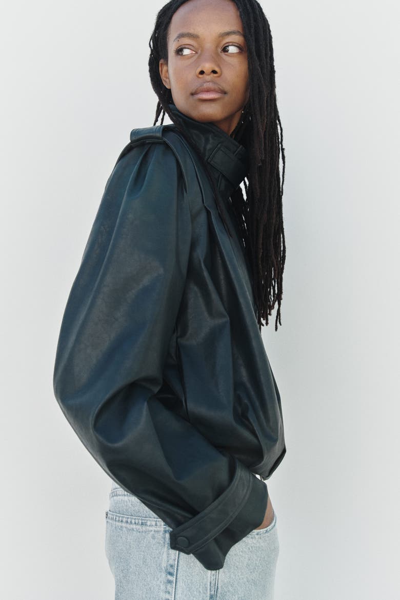 Oversized Funnel-collar Jacket, Alternate, color, Dark turquoise