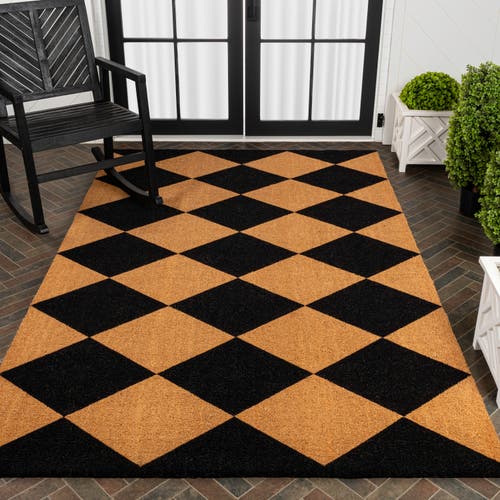 Jonathan Y Peater Classic Casual Commerical Natural Coir Mat Indoor/outdoor In Black