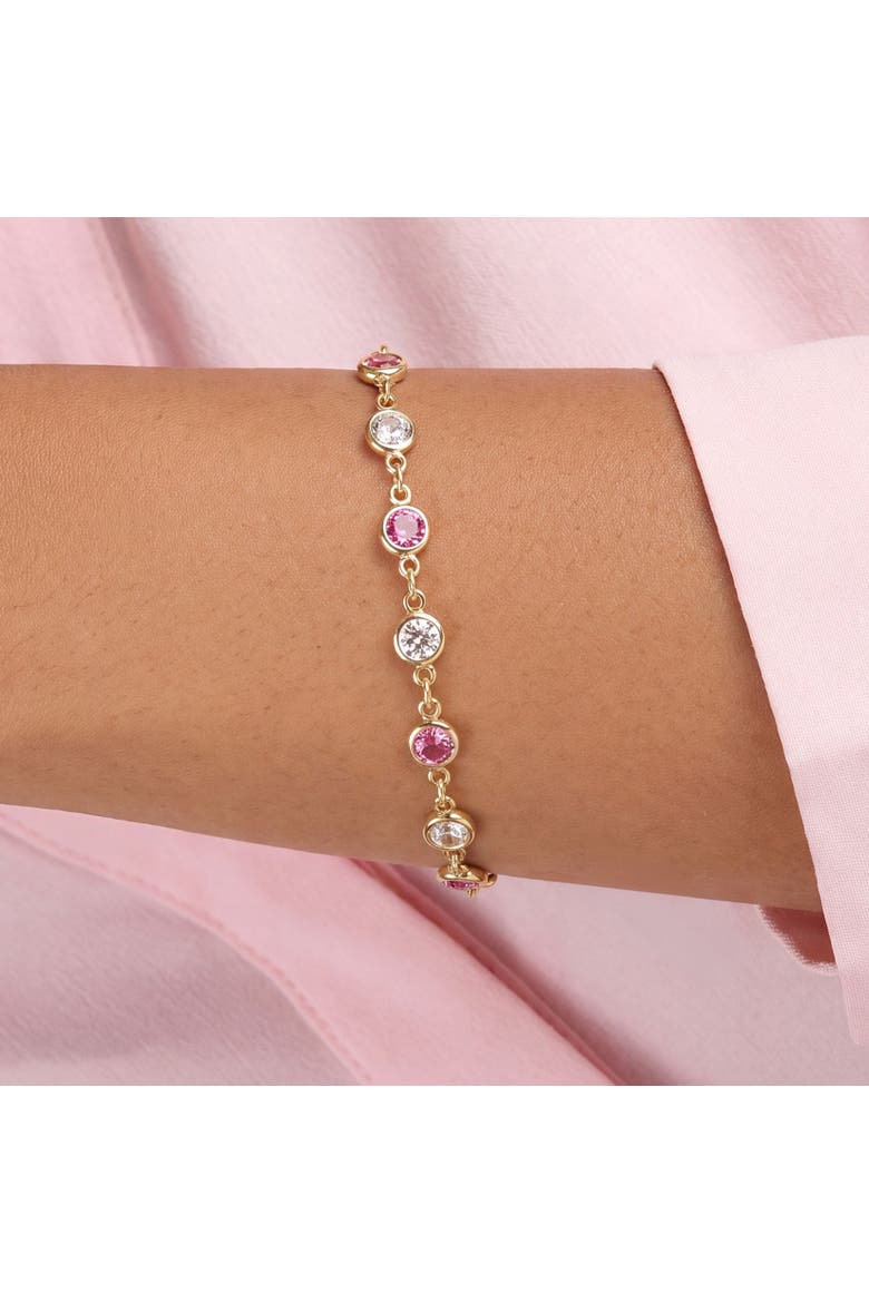 Pink CZ Alternating Bezel Station Bracelet, Alternate, color, Pink Cubic Zirconia