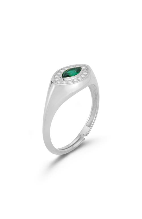 Sphera Milano Rhodium Plate Marquise Cut Cz Signet Ring In Metallic