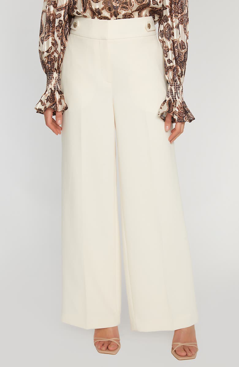 Elie Tahari The Angelica Wide Leg Pants, Main, color, Ivory Cream