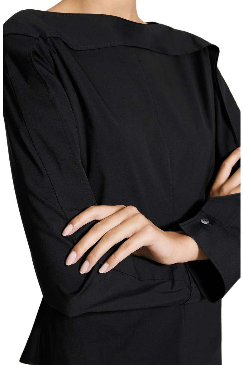 Button Sleeve Boat Neck Top, Alternate, color, BLACK