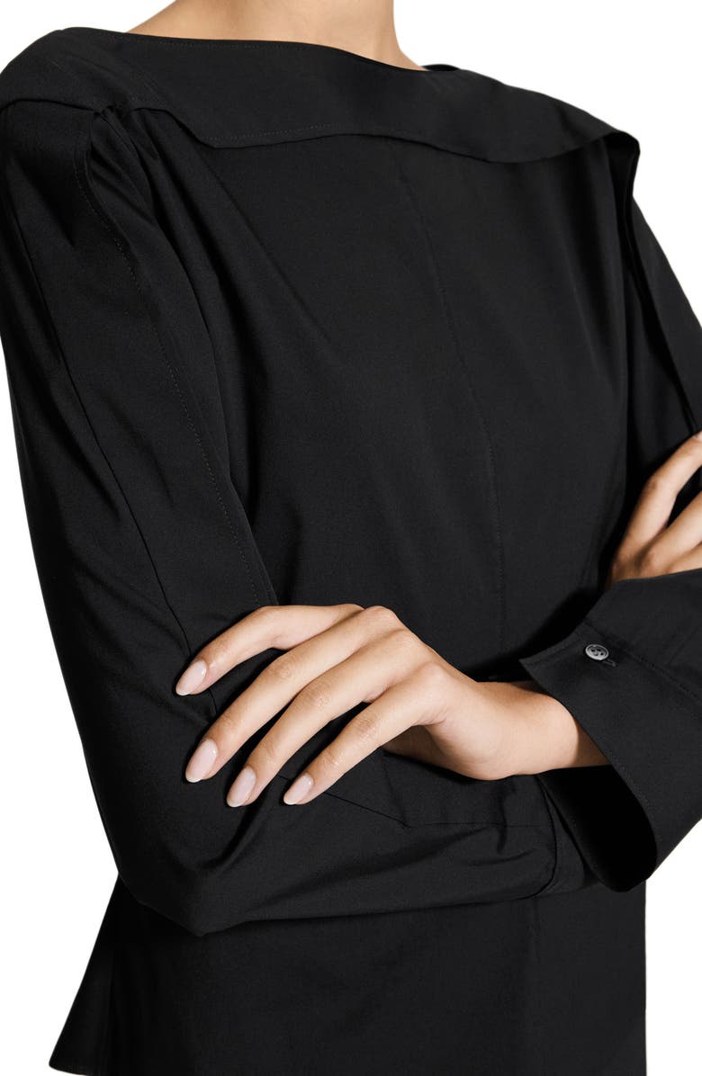 Theory Button Sleeve Boat Neck Top, Alternate, color, Black