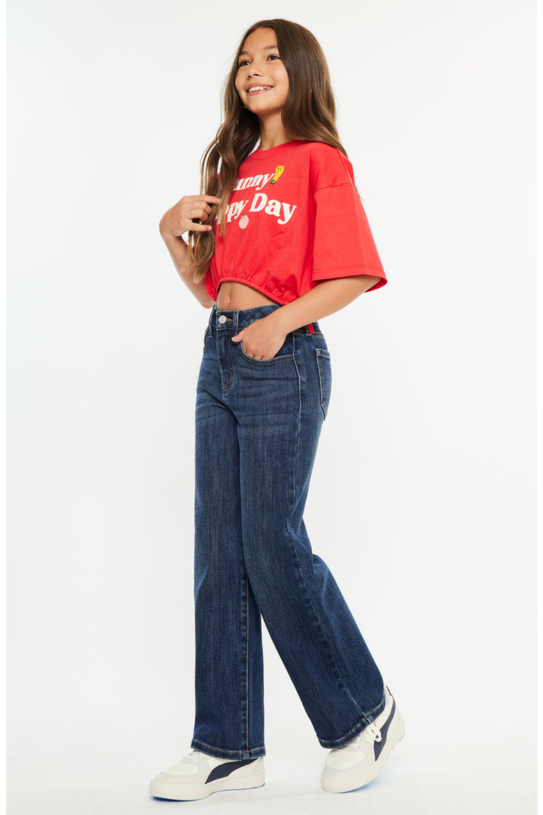 Andy High Rise Kids Wide Leg Jeans, Alternate, color, Dark Wash