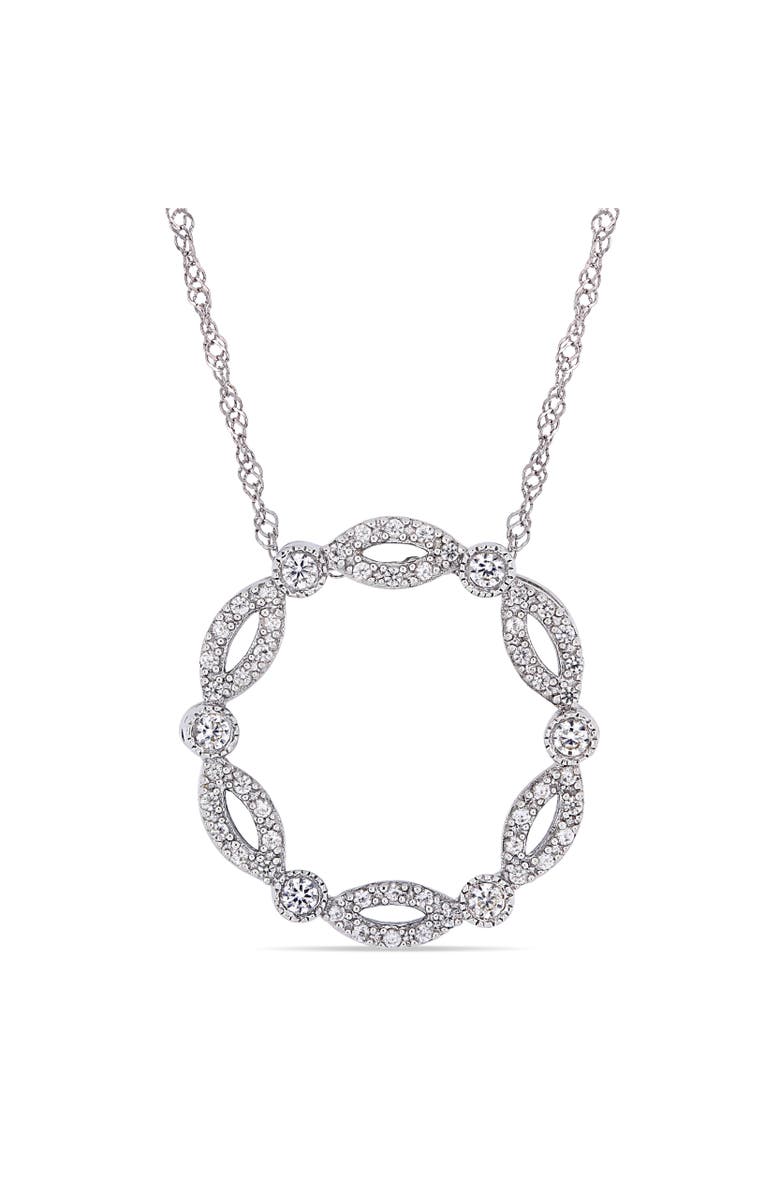 Julianna B. Created White Sapphire Twist Circle Necklace 10k, Main, color, 10K White Gold
