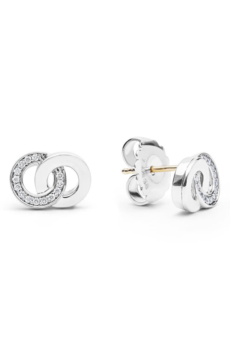 LAGOS Signature Interlocking Diamond Stud Earrings, Main, color, Silver