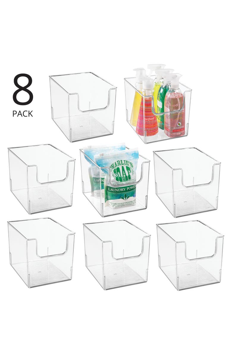 mDesign Plastic Household Storage Organizer Bins with Open Front, 8 x 10 x 7.75 - 8 Pack, USA Made, Alternate, color, 