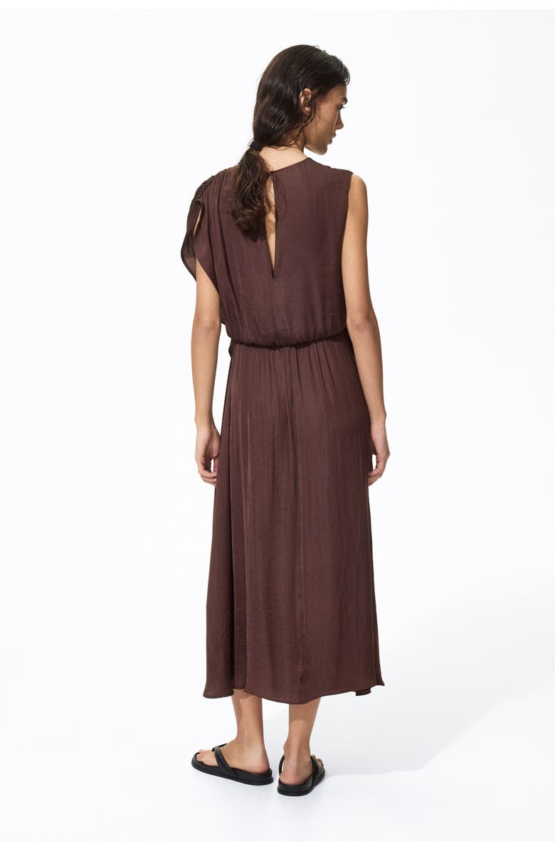 H&M Draped Satin Dress, Alternate, color, Dark Brown