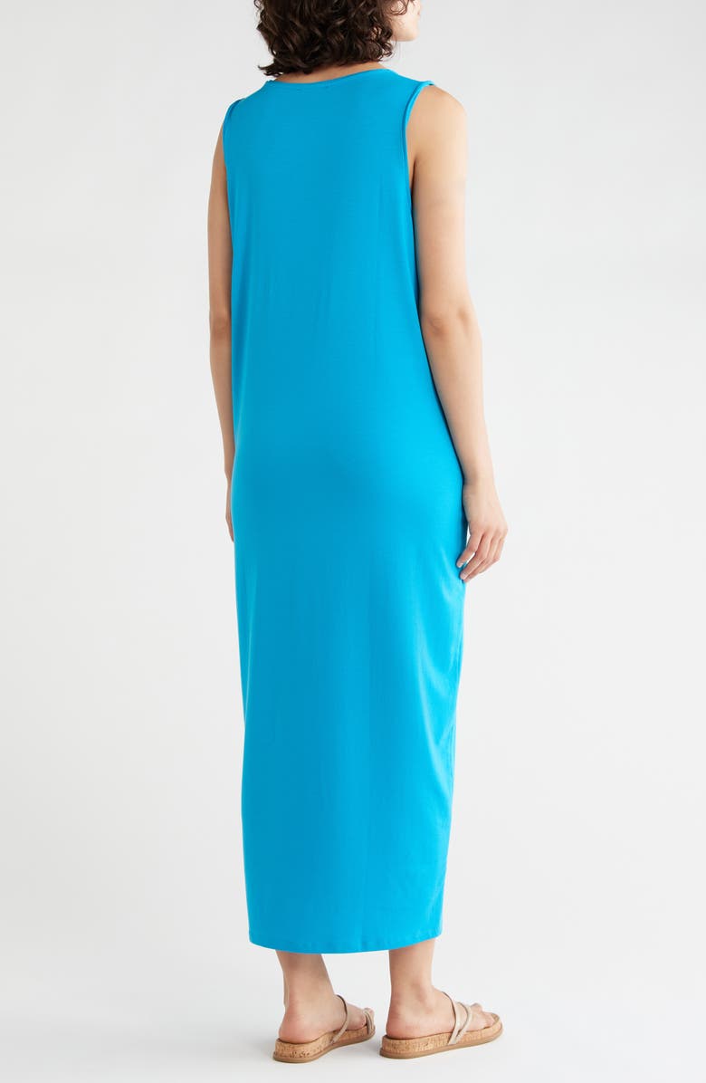 Eileen Fisher Round Neck Oval Stretch Sleeveless Midi Dress, Alternate, color, Deep Blue