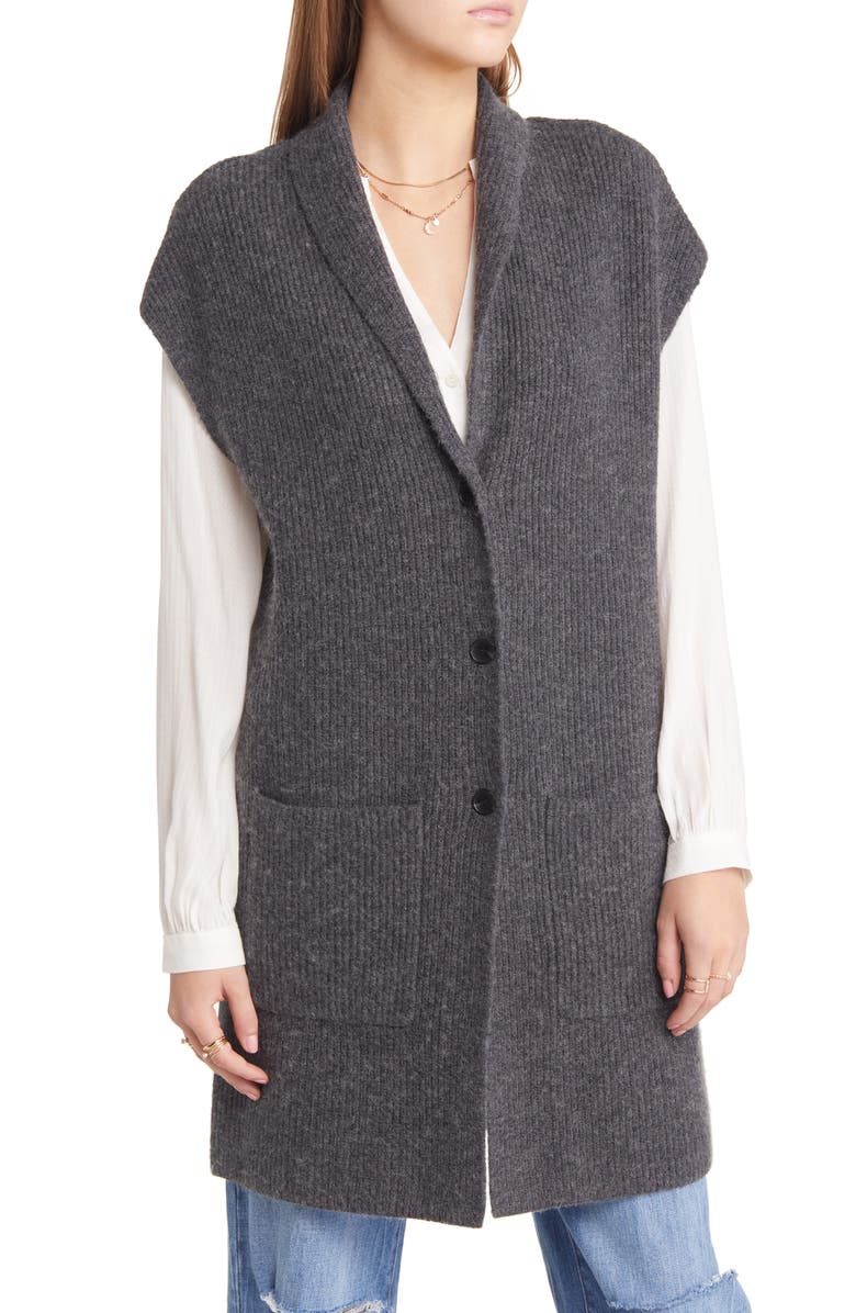 Treasure & Bond Long Ribbed Sleeveless Cardigan, Alternate, color,