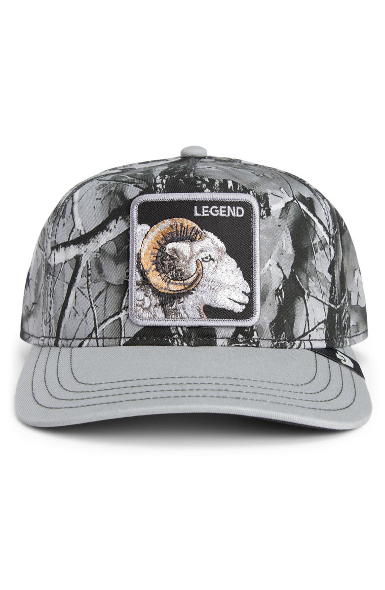 Goorin Bros. Legend Camo Embroidered Patch Trucker Hat, Alternate, color, Camouflage / Gloss