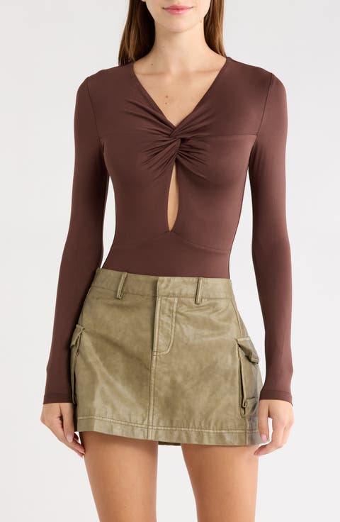 Vennie Twist Front Long Sleeve Bodysuit