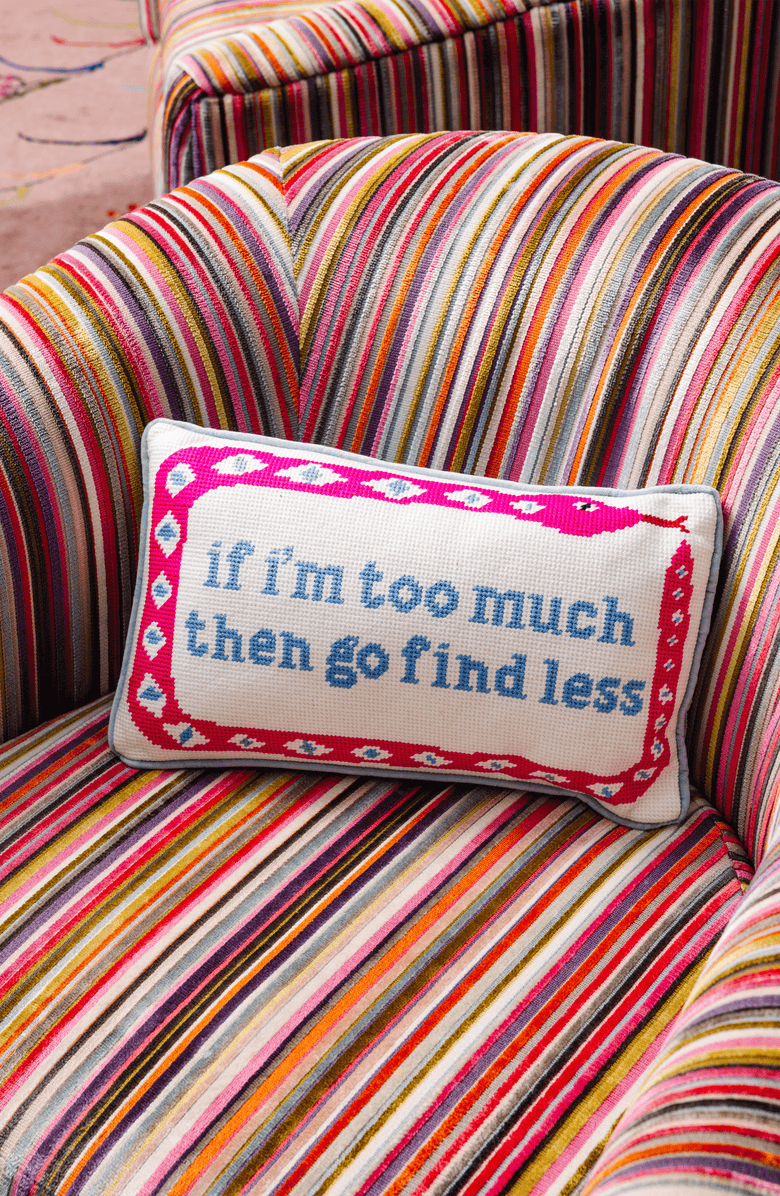 Furbish Go Find Less Needlepoint Pillow, Alternate, color, Blue