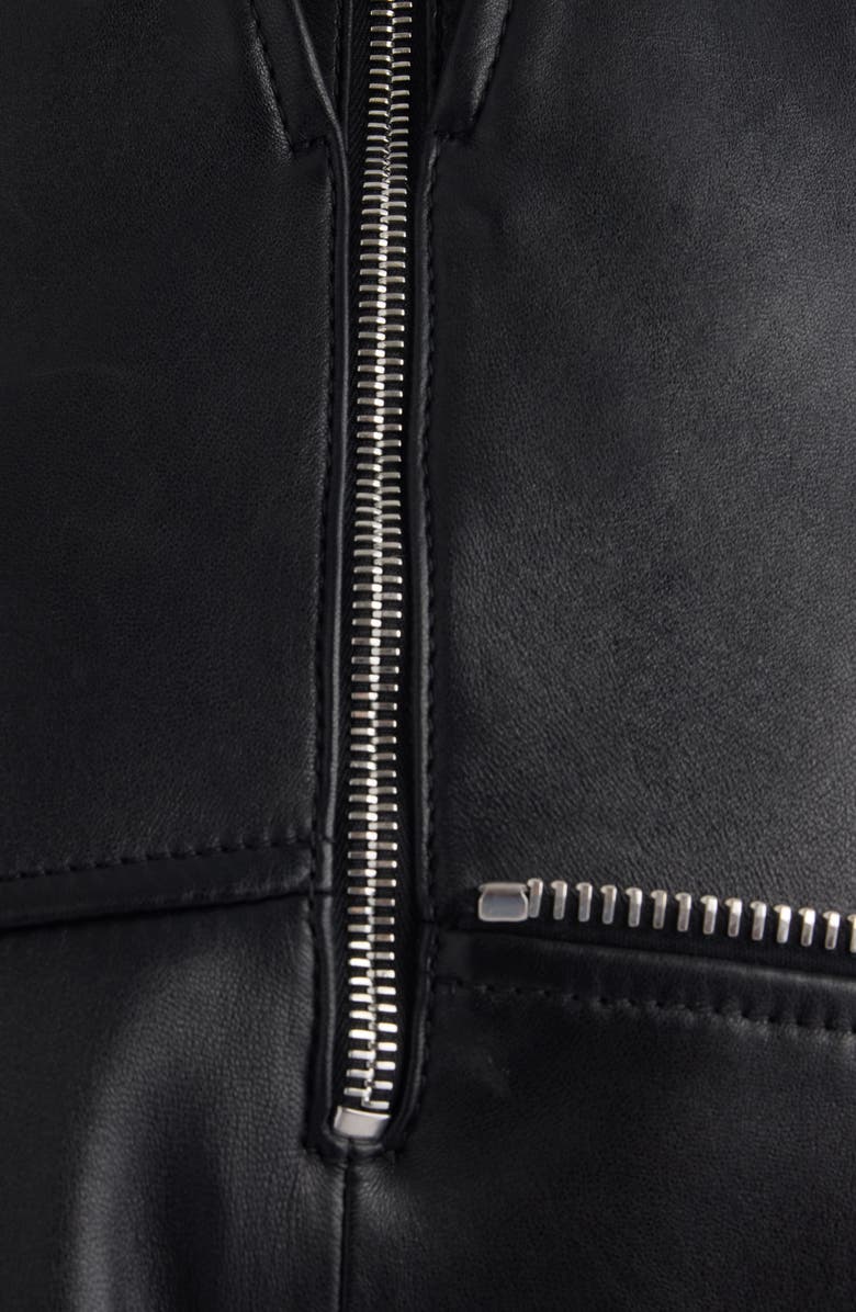 Givenchy Belted Asymmetric Leather Biker Skirt, Alternate, color, Black