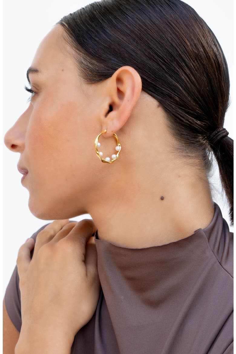Waterfall Baroque Pearl Hoops, Alternate, color, Yellow Gold Vermeil