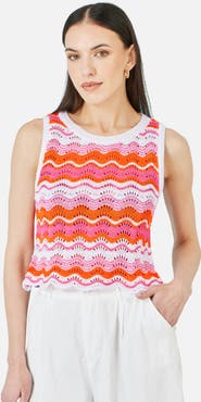 Yumi Stripe Crochet Stripe Vest Top
