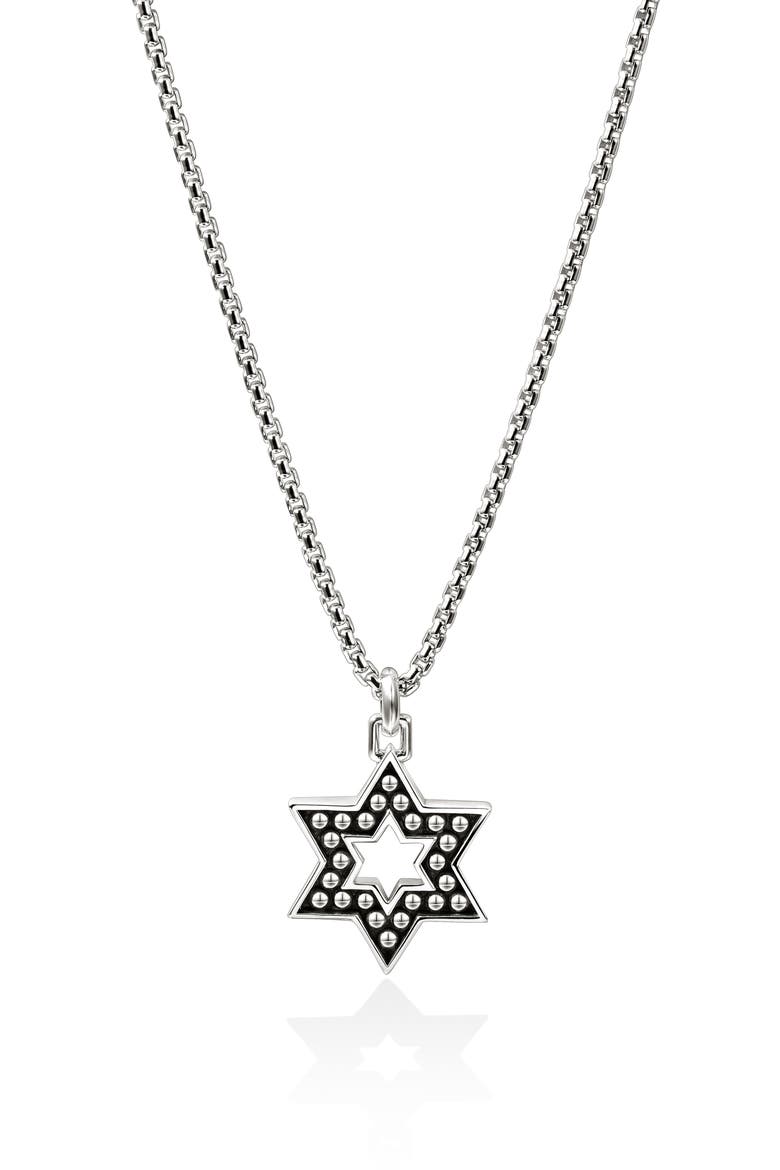 Nailhead Star of David Pendant Necklace, Main, color, SILVER