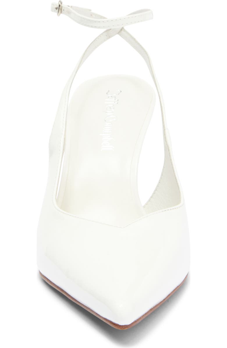 Jeffrey Campbell Executive Ankle Strap Pointed Toe Slingback Pump, Alternate, color, White Patent