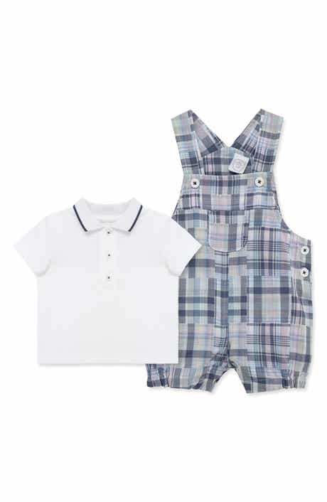 Little Me Polo & Madras Plaid Overalls