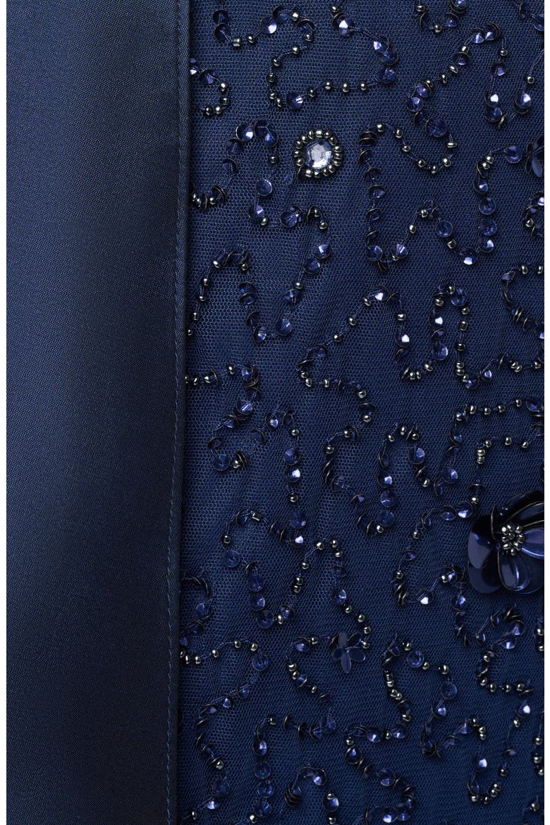Beaded Overlay Taffeta Gown, Alternate, color, LIGHT NAVY