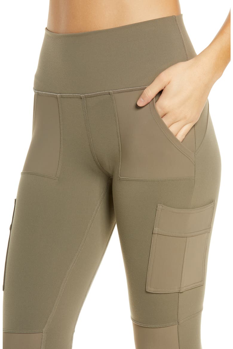 High Waist Cargo Leggings, Alternate, color, OLIVE BRANCH