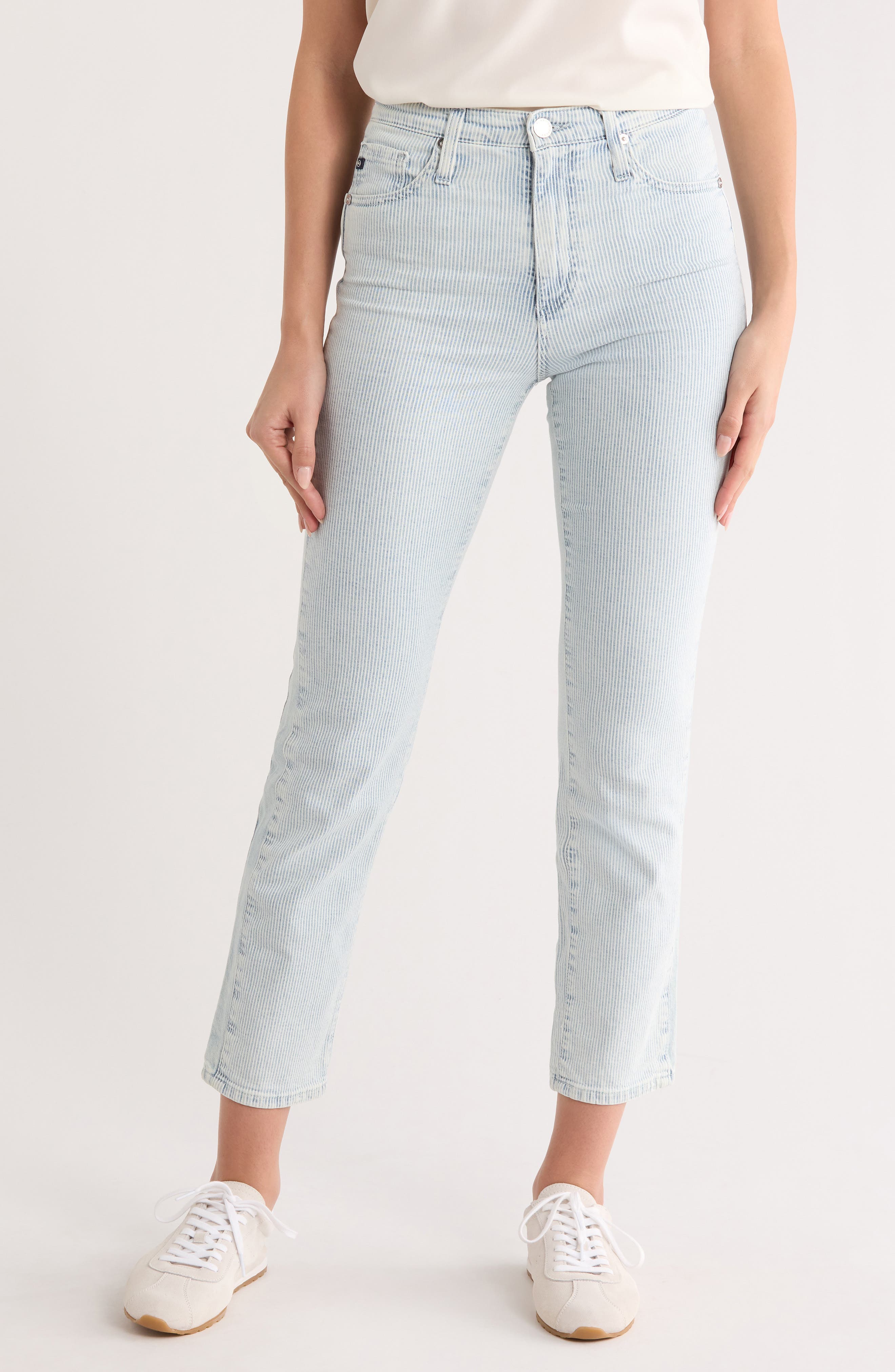 AG Isabelle Stripe High Waist Side Panel Ankle Skinny Jeans