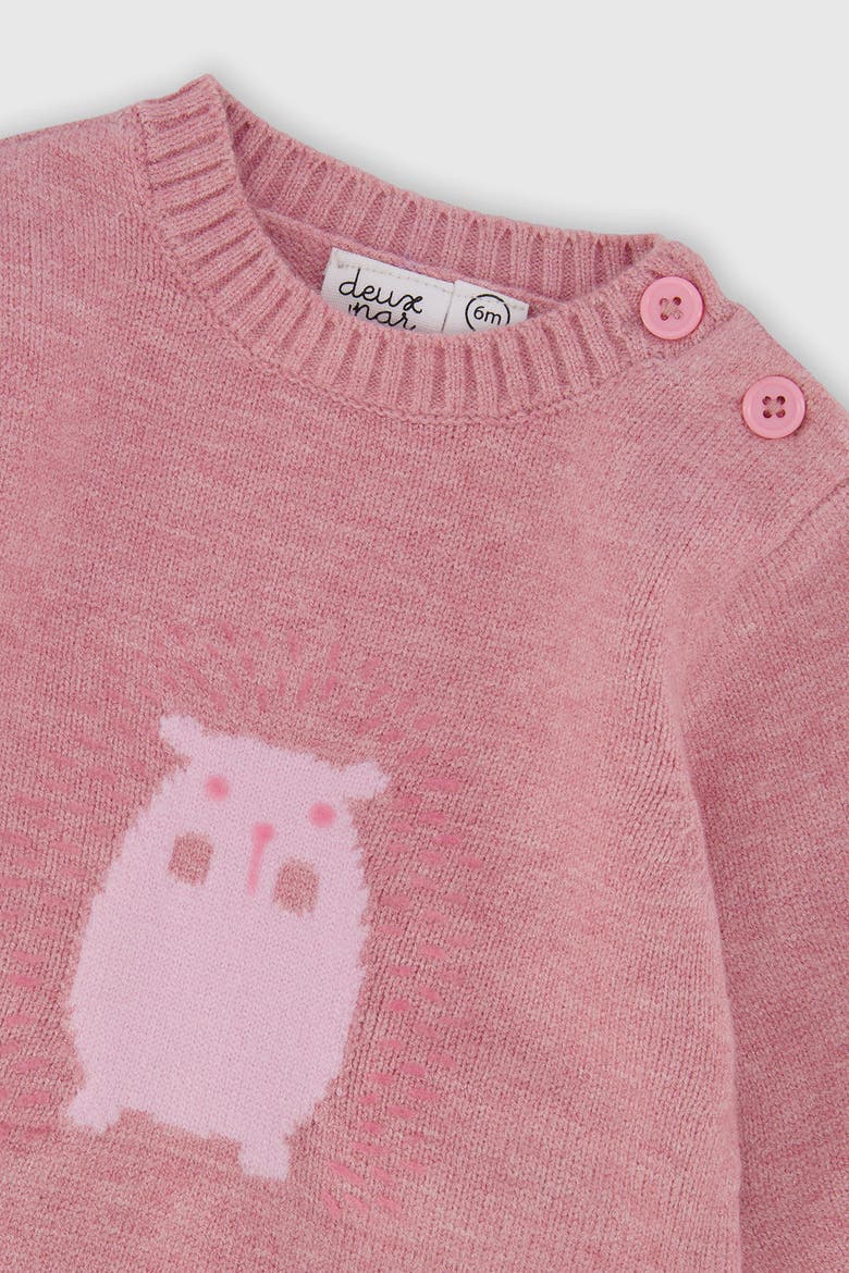 Knitted Hedgehog Ruffle Top and Striped Pants Set, Alternate, color, Dusty Pink