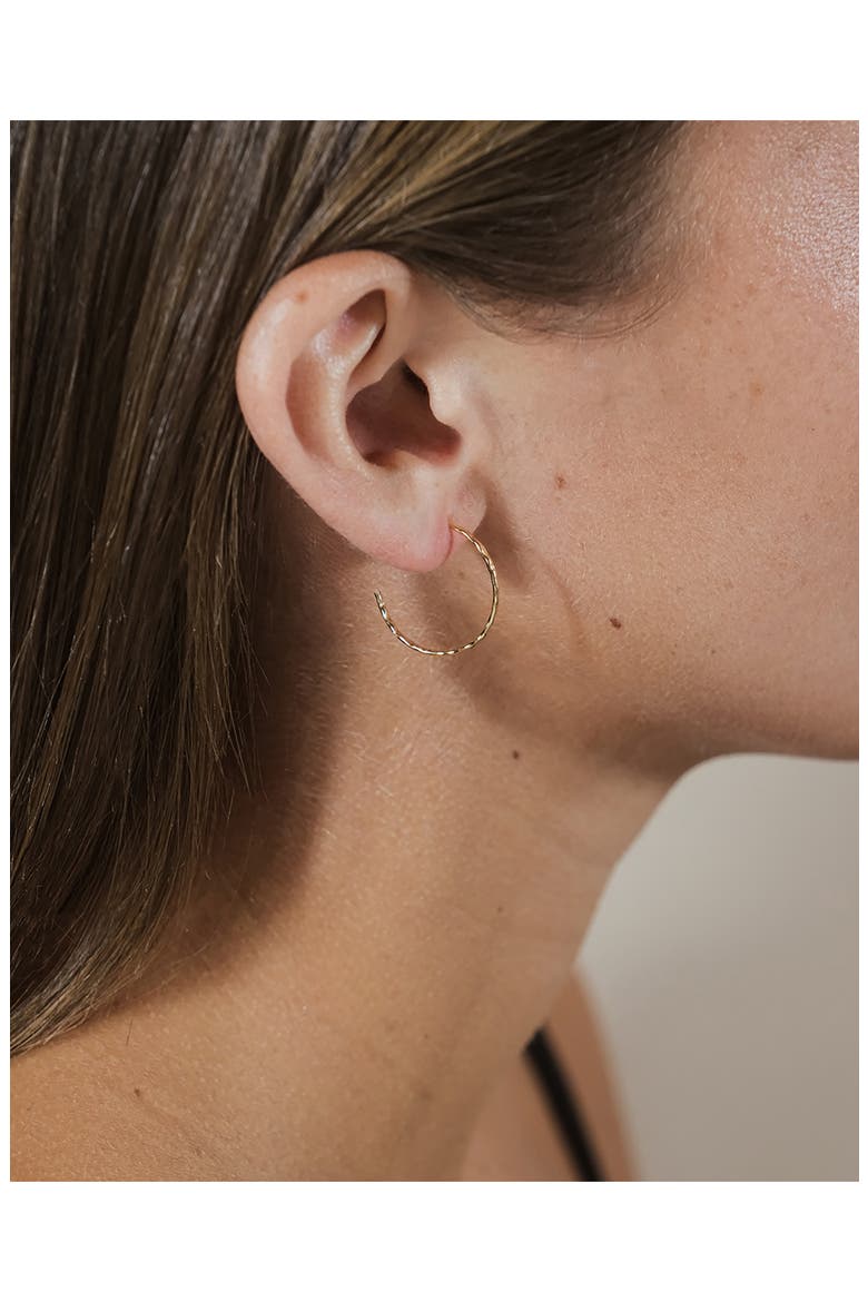 14K Yellow Gold Vermeil Hammered .75" Hoop Earrings, Alternate, color, GOLD