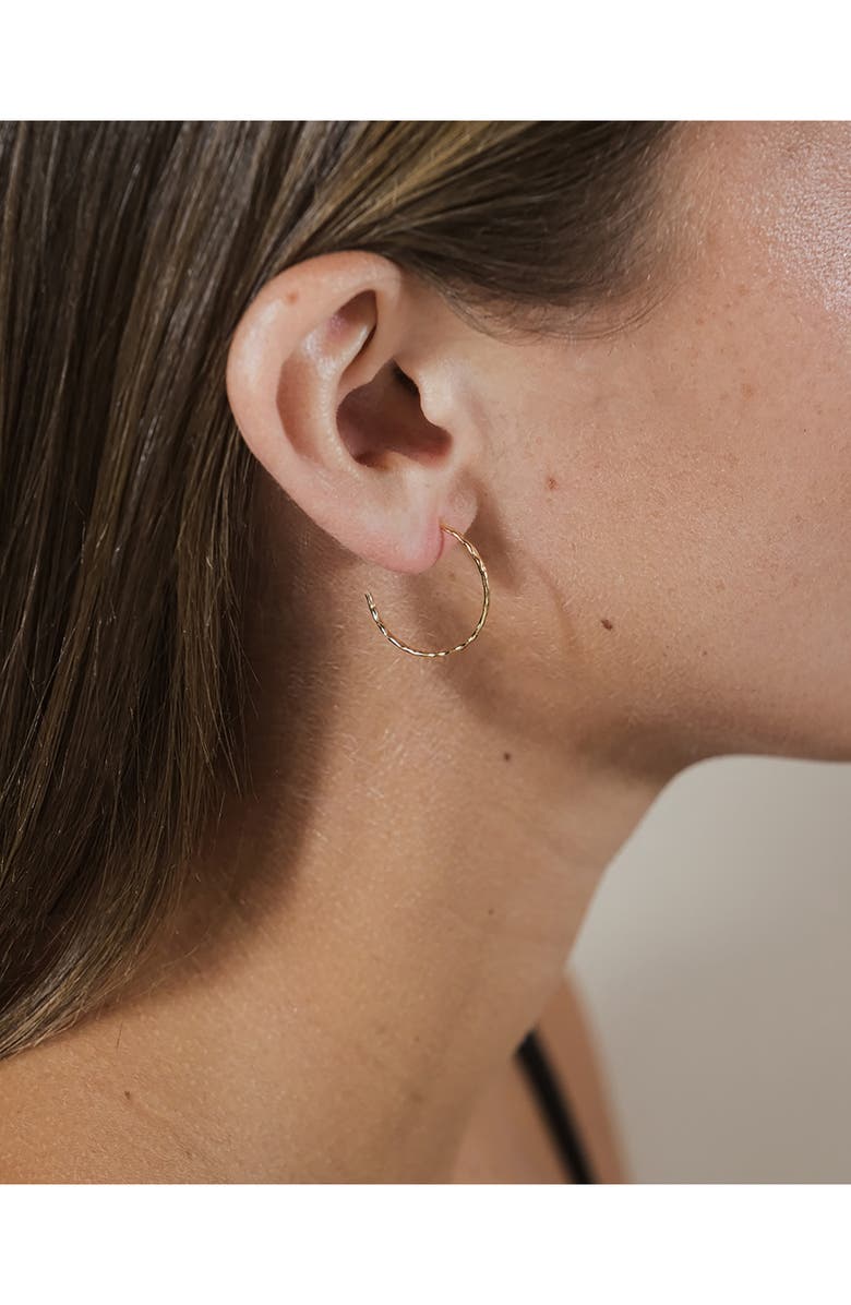 Sterling Forever 14K Yellow Gold Vermeil Hammered .75" Hoop Earrings, Alternate, color, Gold