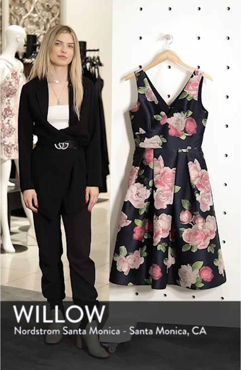 Sleeveless Floral Print Fit & Flare Dress, sales video thumbnail