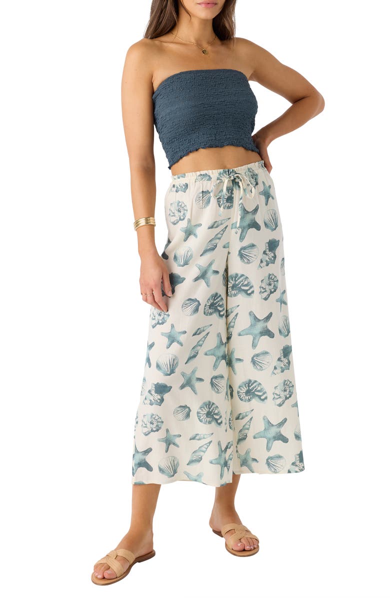 O'Neill Murrie Seashell Print Crop Drawstring Pants, Alternate, color,