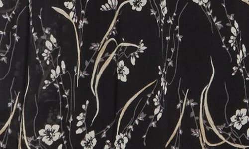 MELROSE AND MARKET MELROSE AND MARKET FLORAL TIE NECK LONG SLEEVE TIERED MIDI DRESS