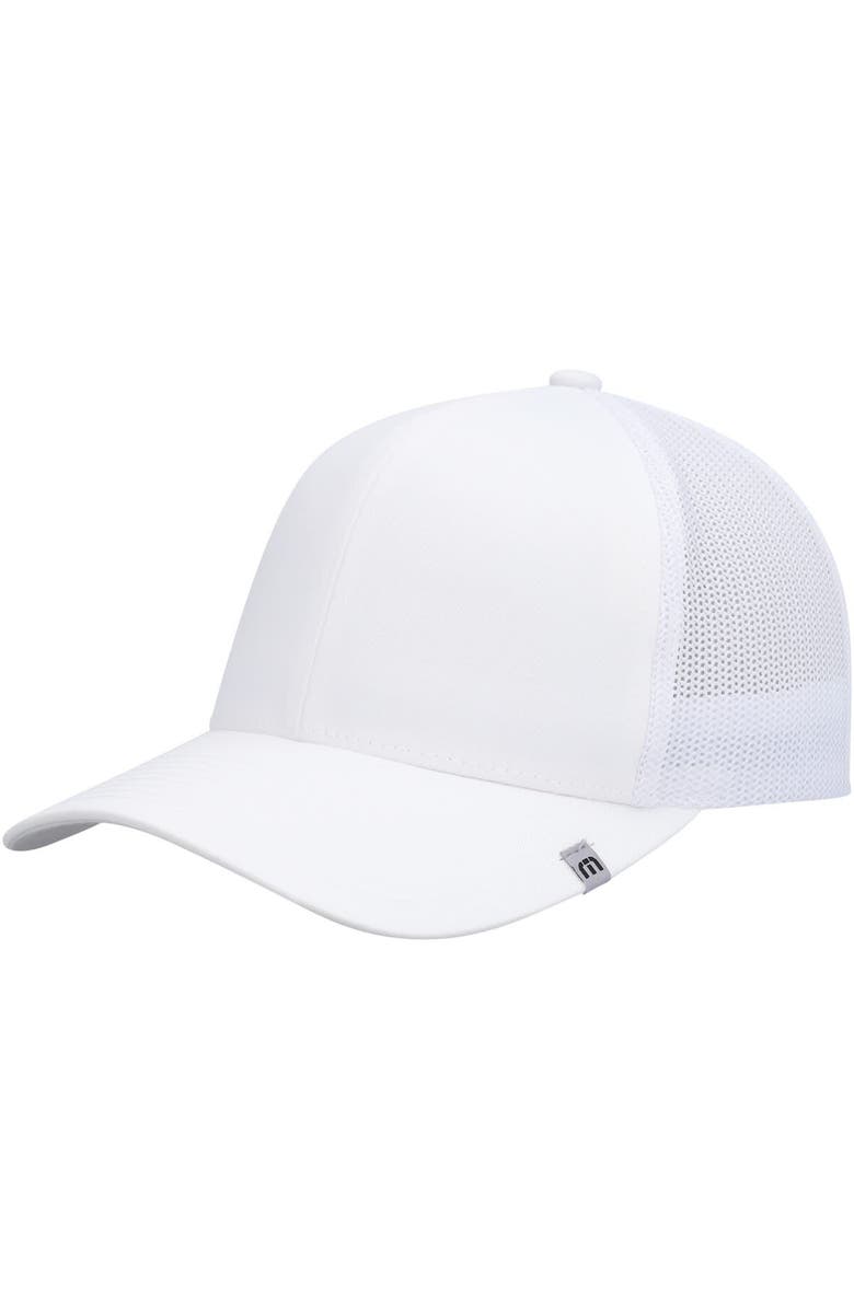 TravisMathew Men's Travis Mathew White Widder 2.0 Trucker Snapback Hat, Main, color, 