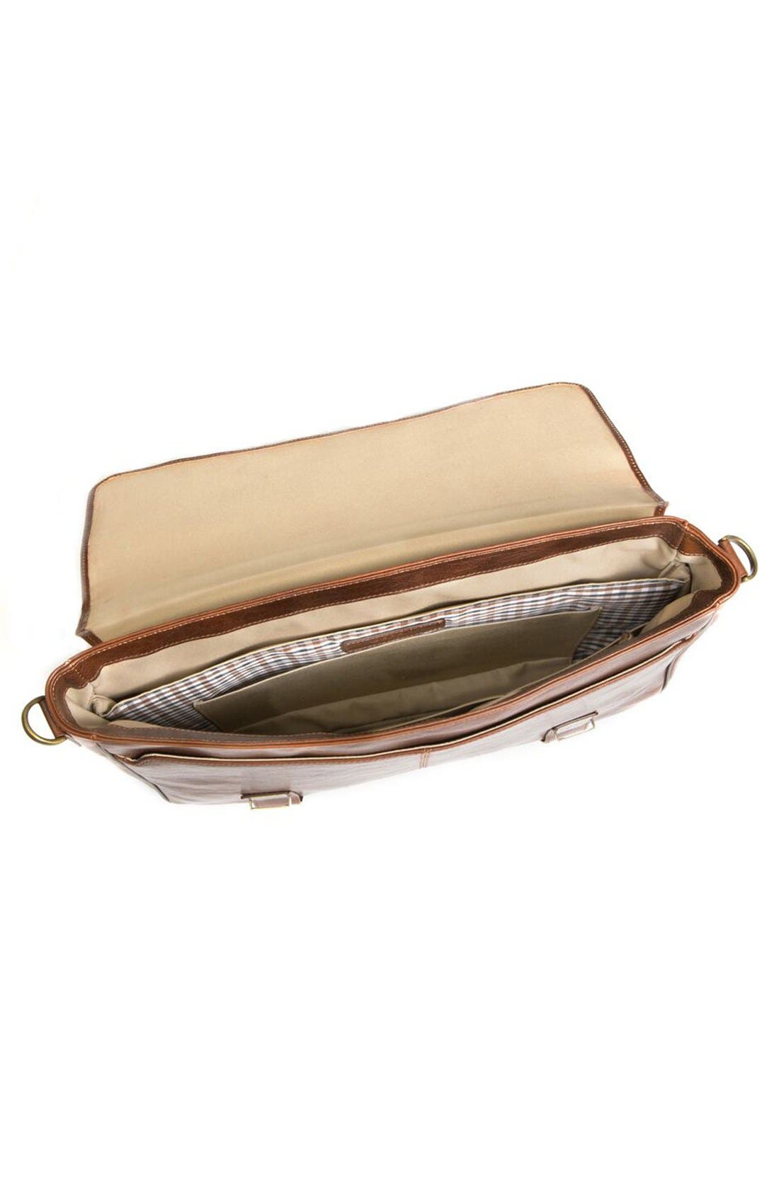 'Becker' Leather Messenger Bag, Alternate, color, WHISKEY W/ KHAKI