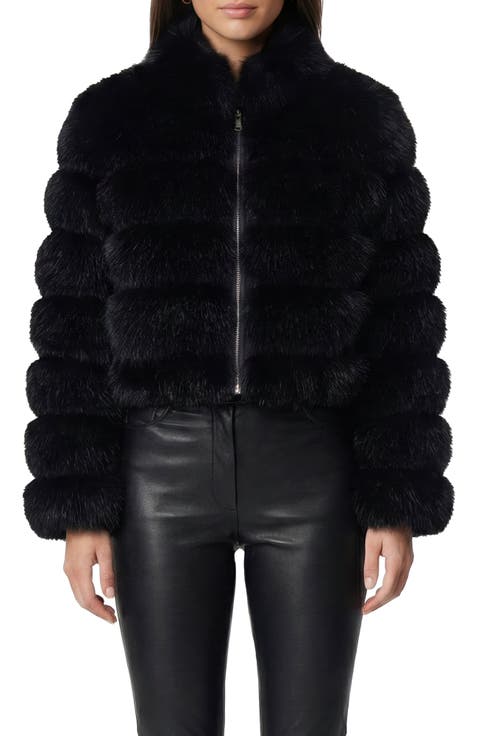 Fur-Free Fox (Faux Fur) Horizontal Zip Short Jacket