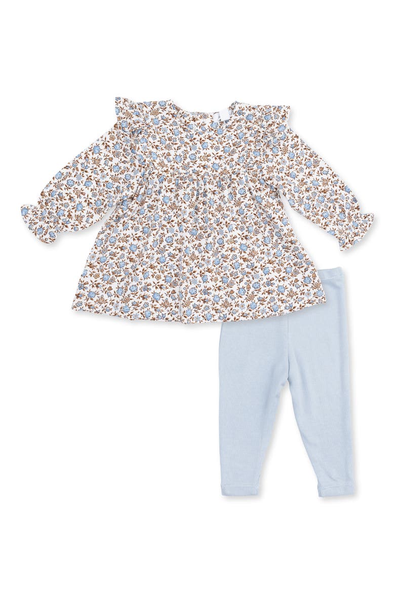 Hazel Floral Ruffle Tunic & Leggings Set, Main, color, IVORY BLUE