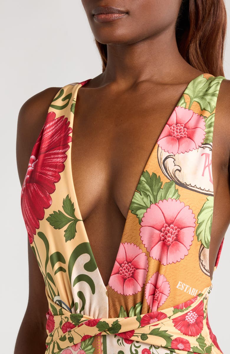 Agua Bendita Ellis Twist Front Plunge One-Piece Swimsuit, Alternate, color, Orange