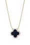 Cubic Zirconia Halo Black Clover Pendant Necklace