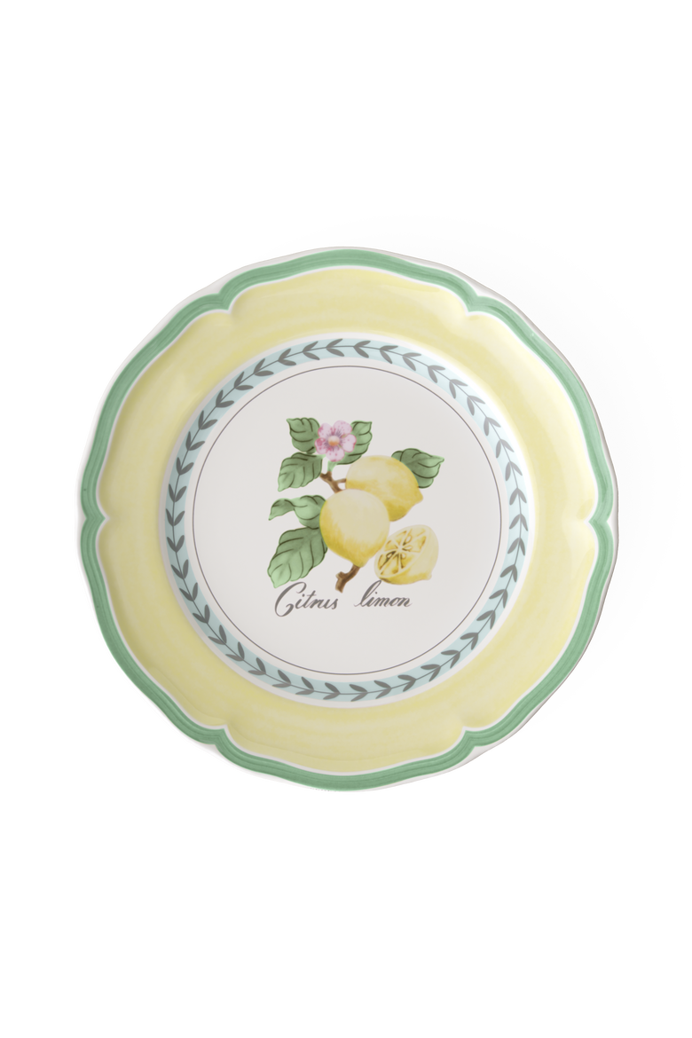 French Garden Valence Lemon Salad Plate, Main, color, white