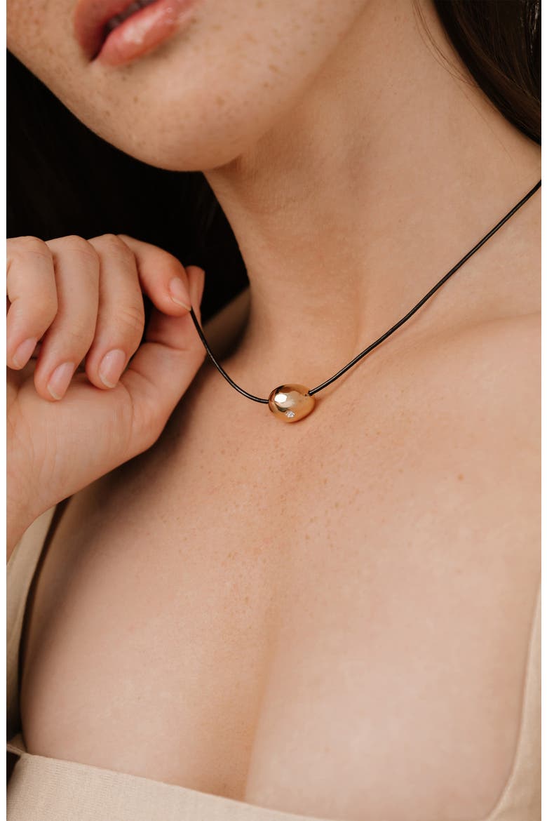 Pebble Bead Leather Necklace, Alternate, color, GOLD