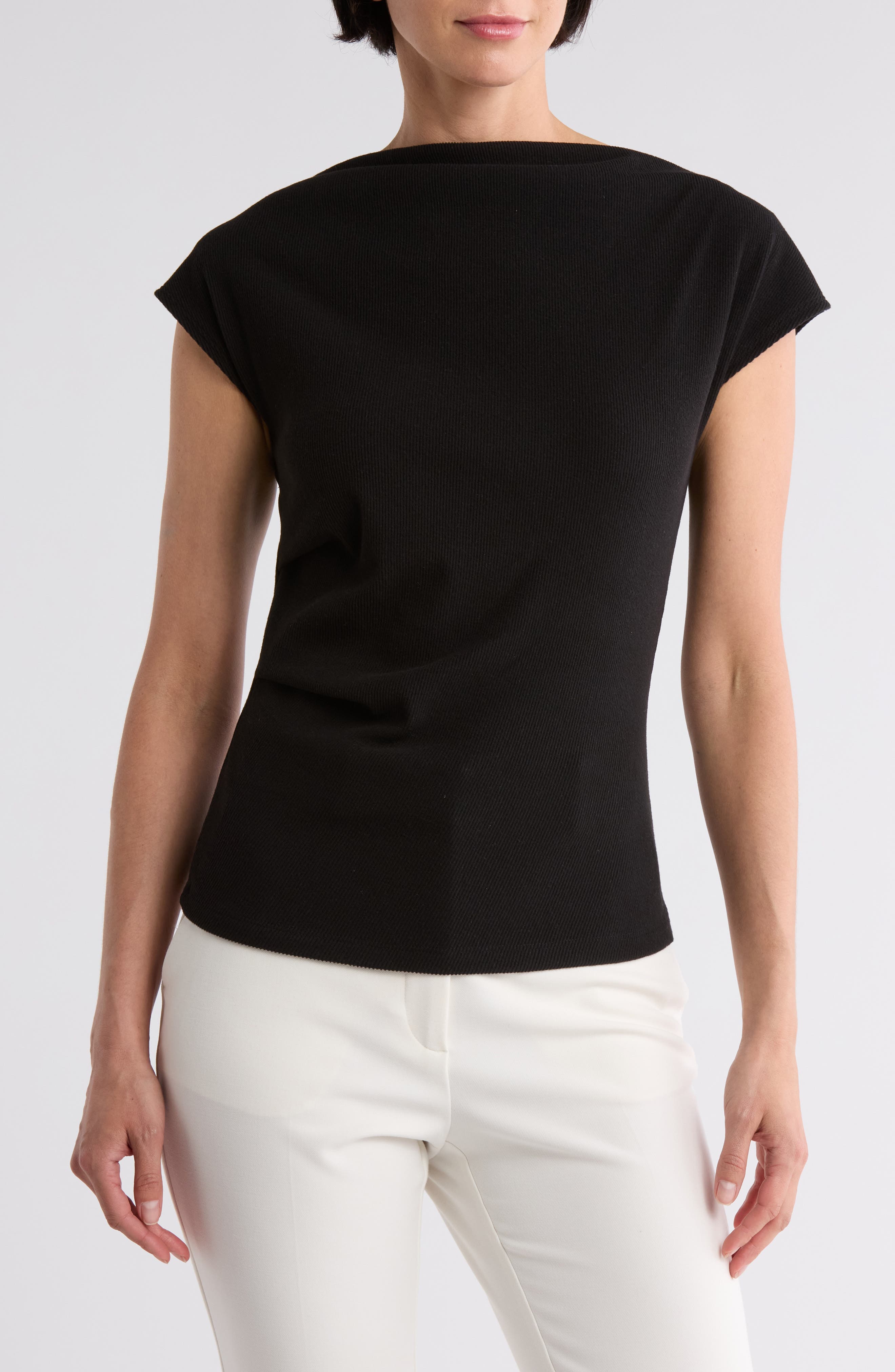 Renee C Cowl Neck Rib Knit Top