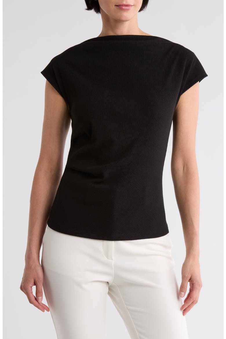 Cowl Neck Rib Knit Top, Main, color, BLACK