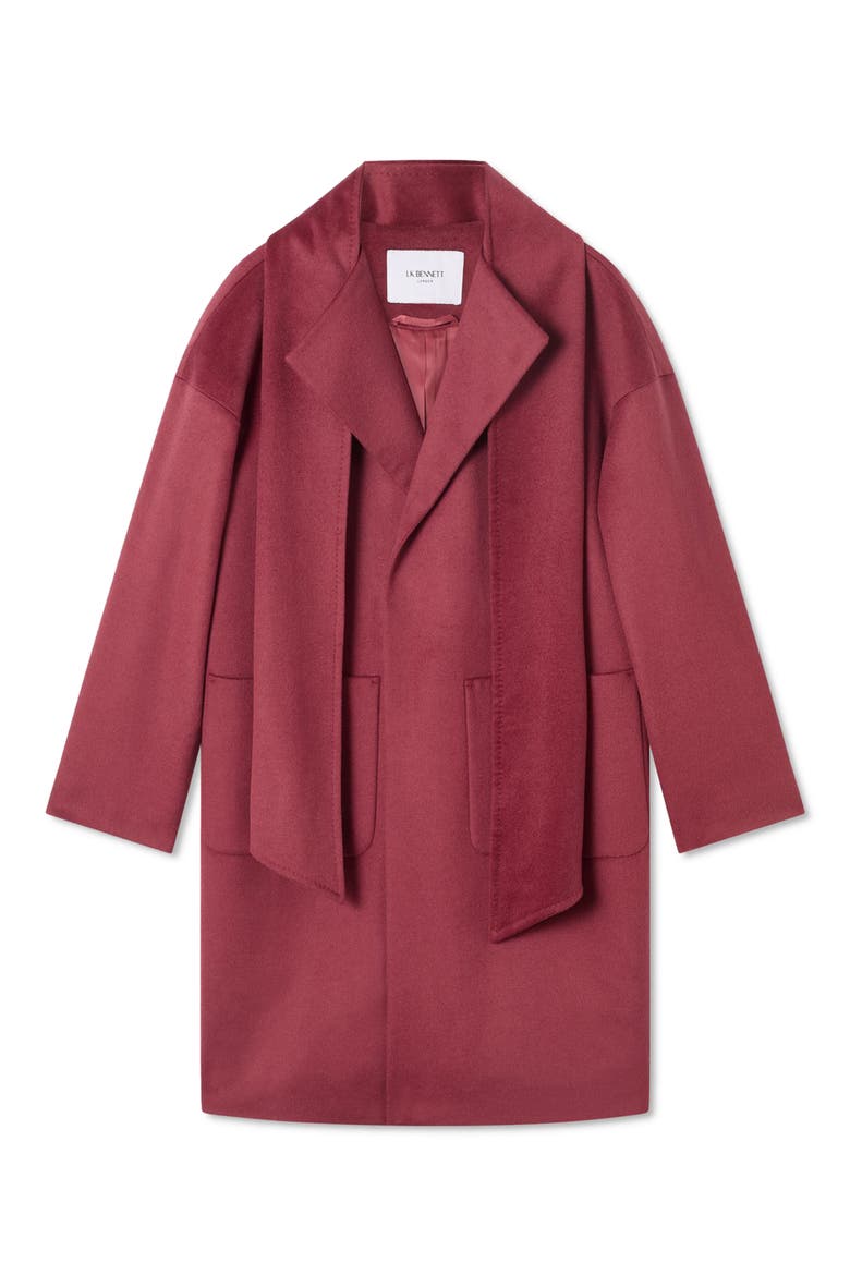 Gwen Merino Wool Scarf Coat, Alternate, color, RED