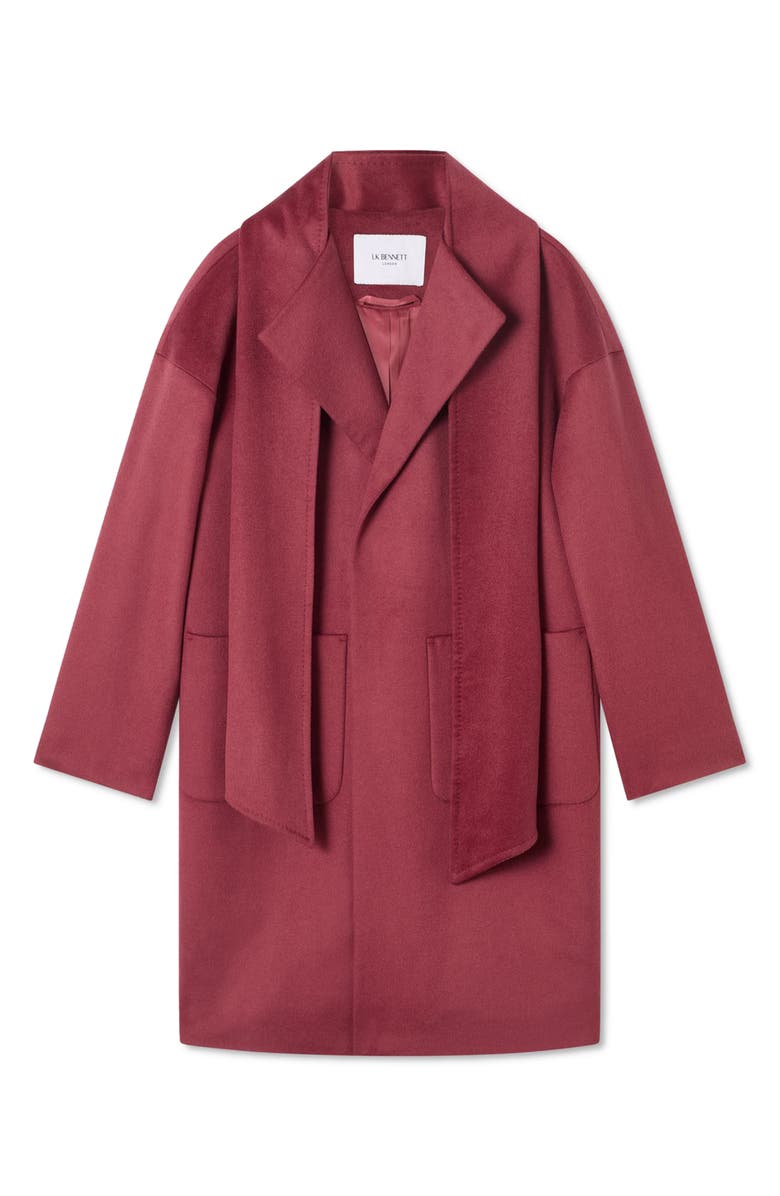 LK Bennett Gwen Merino Wool Scarf Coat, Alternate, color, Red