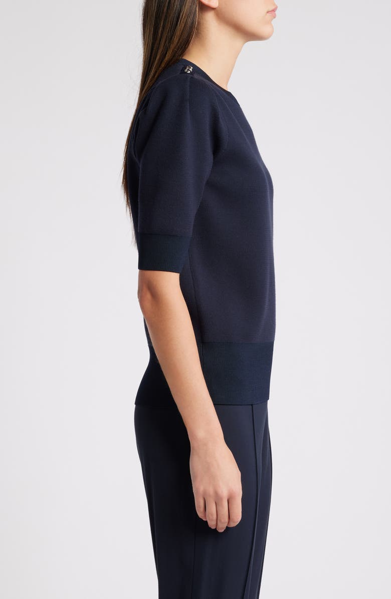 BOSS Fantilina Button Shoulder Short Sleeve Sweater, Alternate, color, Sky Captain