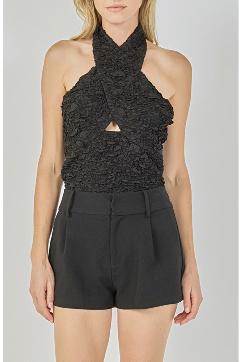 Stretchy Halter Top, Main, color, BLACK